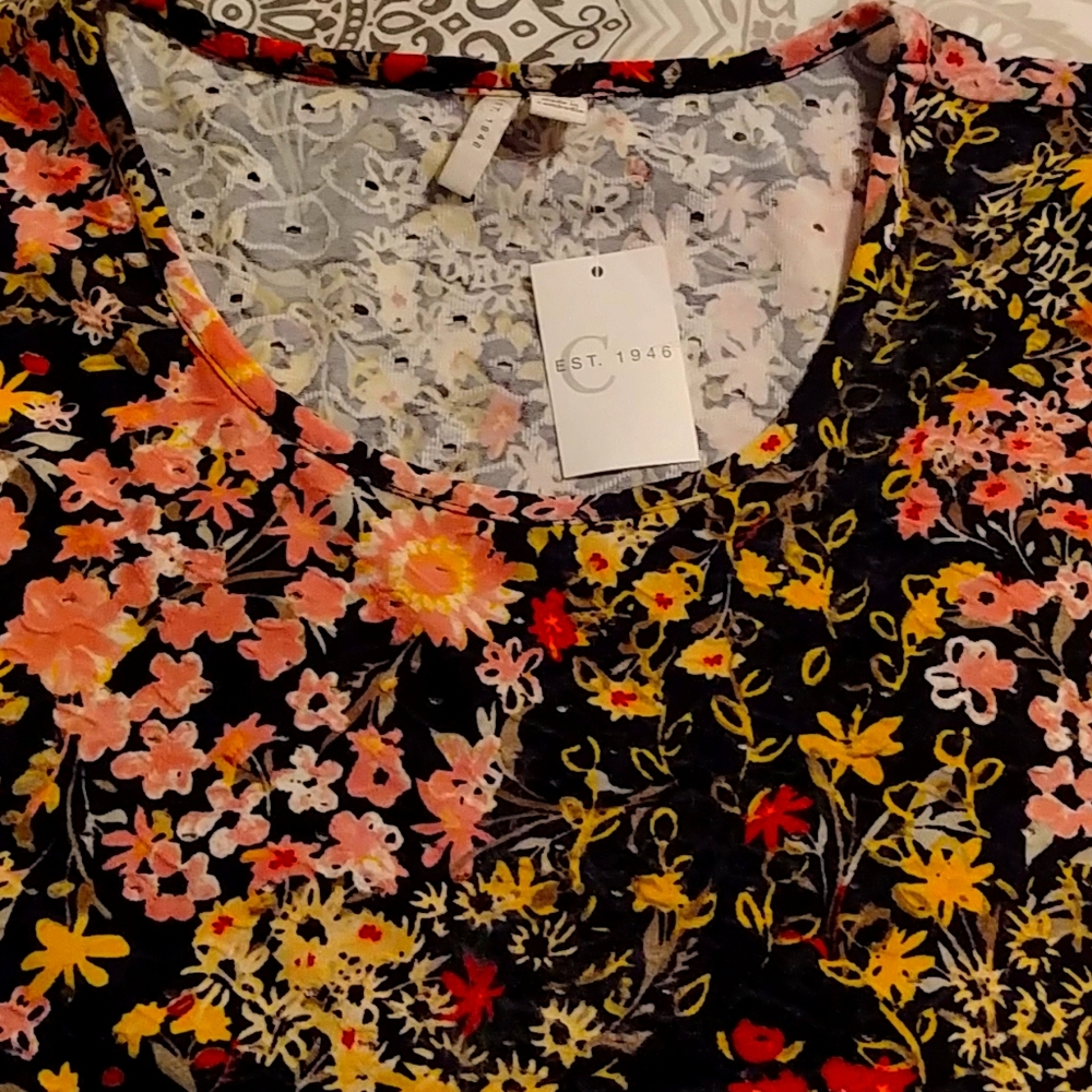 Cato,size XL, multicolor,Gorgeous & Flowery eyelet top